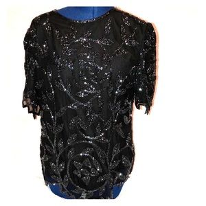 Vintage 100% Silk Beaded Dress Top Made in India